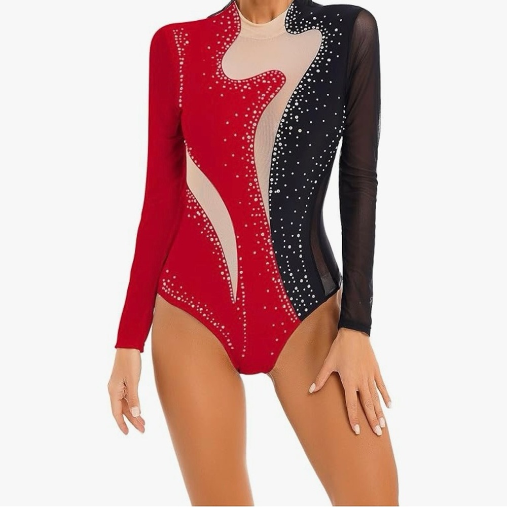 Red and Black Dance Leotard
